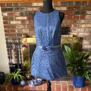 Chic Blue Sequined Mini Dress #A